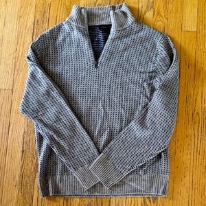 J Crew Men's Gray Patterned Zip-Up Sweater